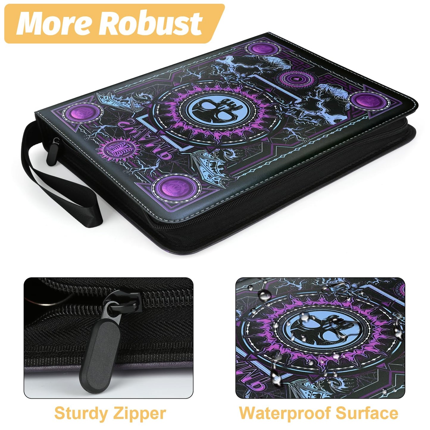 MTGPRO Trading Card Binder 9 Pocket Card Binder with Sleeves 720 Double Sided Pocket enhanced Collector Card Album Card Collection Folder for MTG TCG Yugioh Game Cards (Purple)