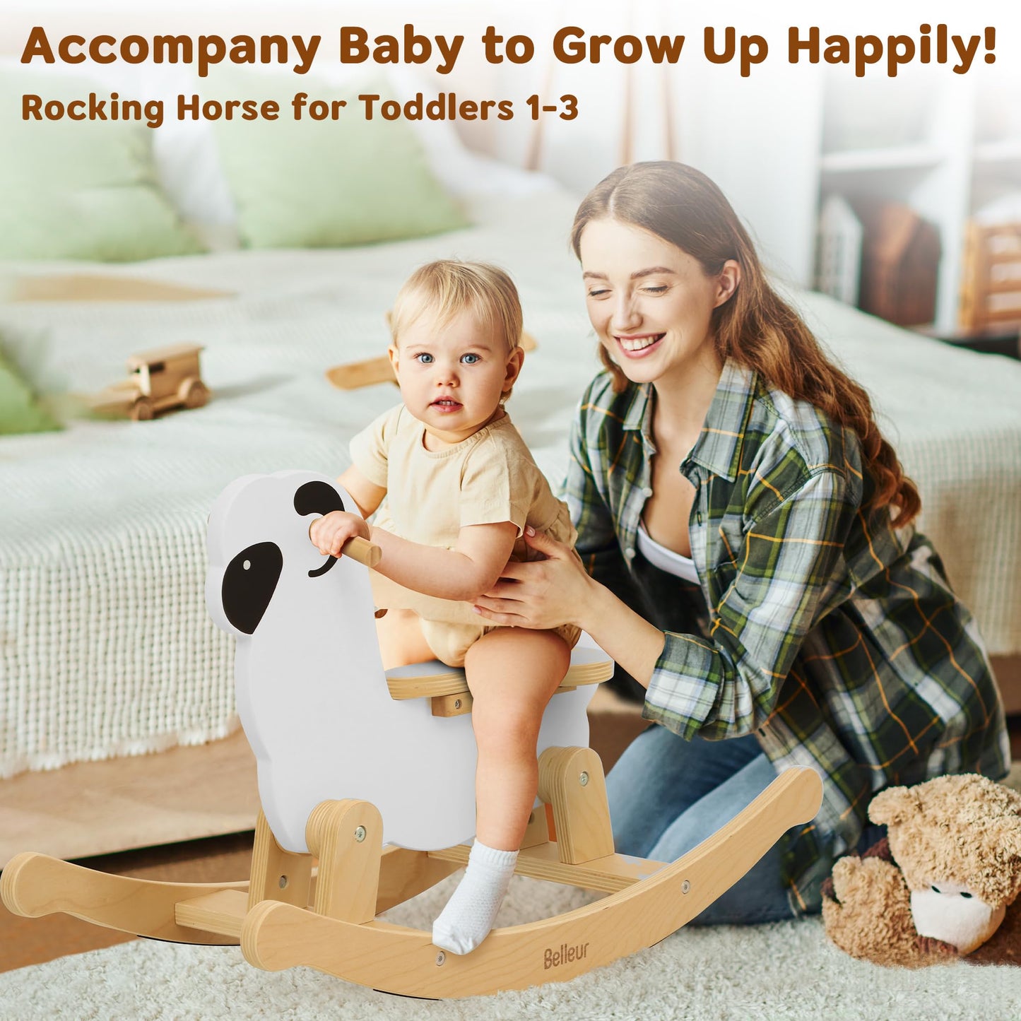 Belleur Rocking Horse For Kids 1-3 Years Old, Premium Wooden Rocking Toy For Toddlers For Indoor & Outdoor Activities, Baby Hors
