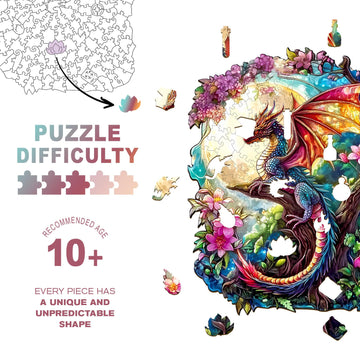 Wooden Puzzles for mature-themeds - Challenging Dragon in Moonlight mature-themed Puzzle  Unique Animal Shaped Wooden Jigsaw Puzzles for mature-themeds  Creative Gifts Family Games 8.5 * 6.9in 85pcs