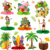 10 Pieces Hawaiian Luau Honeycomb Table Centerpiece Tiki Honeycomb Centerpieces Tropical Table Centerpiece 3D Flamingo Table Dec