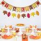 CUUSNNY Thankful Burlap Banner with Maple Leaves,Glitter Rustic Fall Thanksgiving Decorations for Mantle Fireplace,Harvest Party