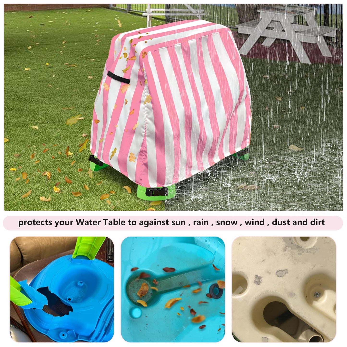 Aacabo Kids Water Table Cover Fit Rain Showers Splash Pond Water Table,Waterproof Dust Proof Anti-UV Outdoor Toys Cover-Cover on
