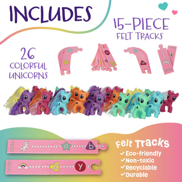 Skoolzy 41-Piece Unicorn Toys For Girls Age 4-6 - Abc Learning Toys For Kids Ages 3-5 - Toddler Stem Toys 3-4, Letter Recognition Games, Alphabet Learning Toys, And Sorting Toys For Toddlers 3-5