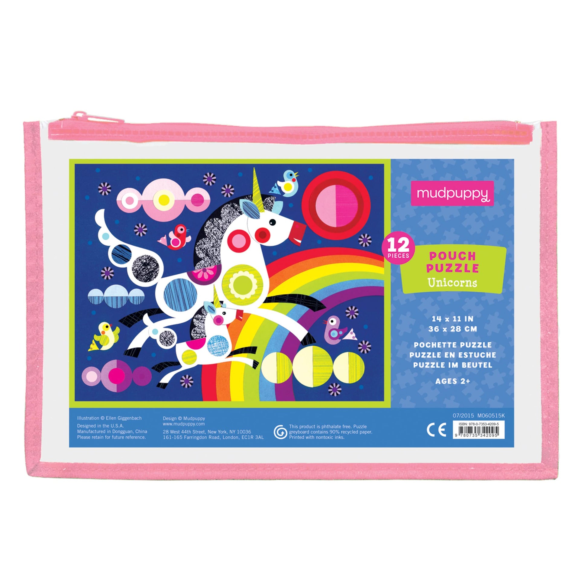 Mudpuppy Unicorns Pouch Puzzle, 12 Extra-Thick Pieces, 14   x11    - Great for Kids Age 2+ - Perfect for Travel - Helps Develop 
