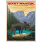 Mypuzzle Rocky Mountain National Park - Moose In The Rocky Sunrise, Vintage Travel Poster - Premium 1000 Piece Jigsaw Puzzle For