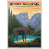 Mypuzzle Rocky Mountain National Park - Moose In The Rocky Sunrise, Vintage Travel Poster - Premium 1000 Piece Jigsaw Puzzle For