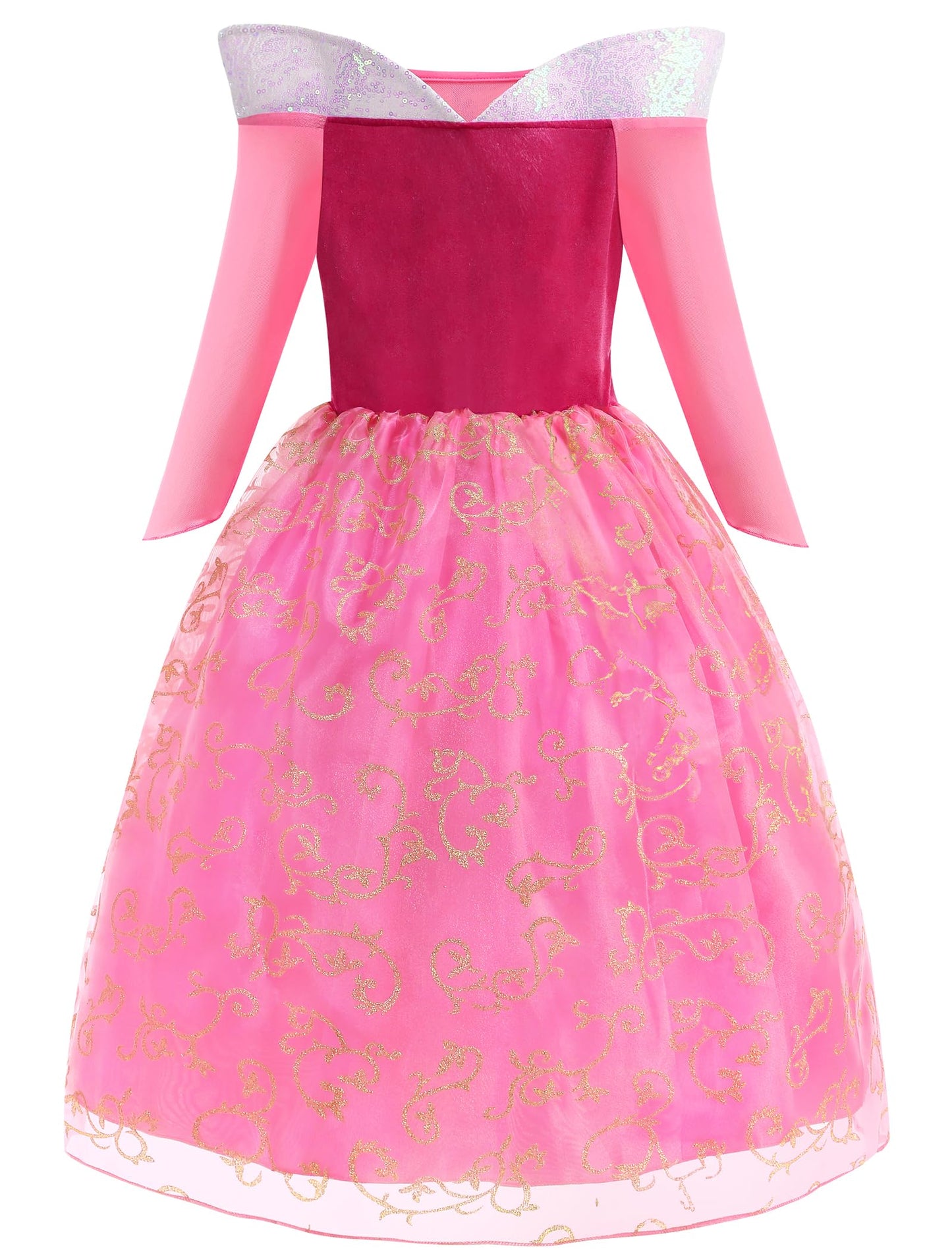 Aolliya Princess Sleeping Beauty Dress for Girls Pink Princess Costumes Fancy Dress Up for Halloween Cosplay Carnival