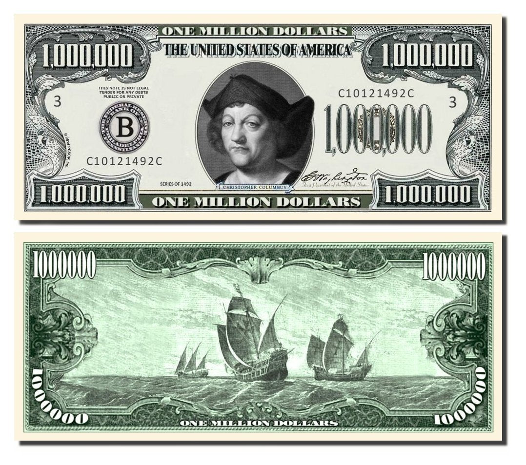 $10,000 Dollar Gold Certificate Novelty $10,000 Bill - 10 Count with Bonus Clear Protector & Christopher Columbus Bill