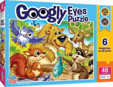 Masterpieces Funny Puzzle - Googly Eyes 48 Piece Jigsaw Puzzle For Kids - Woodland Animals - 14''X19''