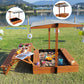 Funxplore Wooden Kids Sandbox With Lid, Outdoor Sand Box With Picnic Table, Sandpit With Cover Canopy For Aged 3-8 Years Old, Ad