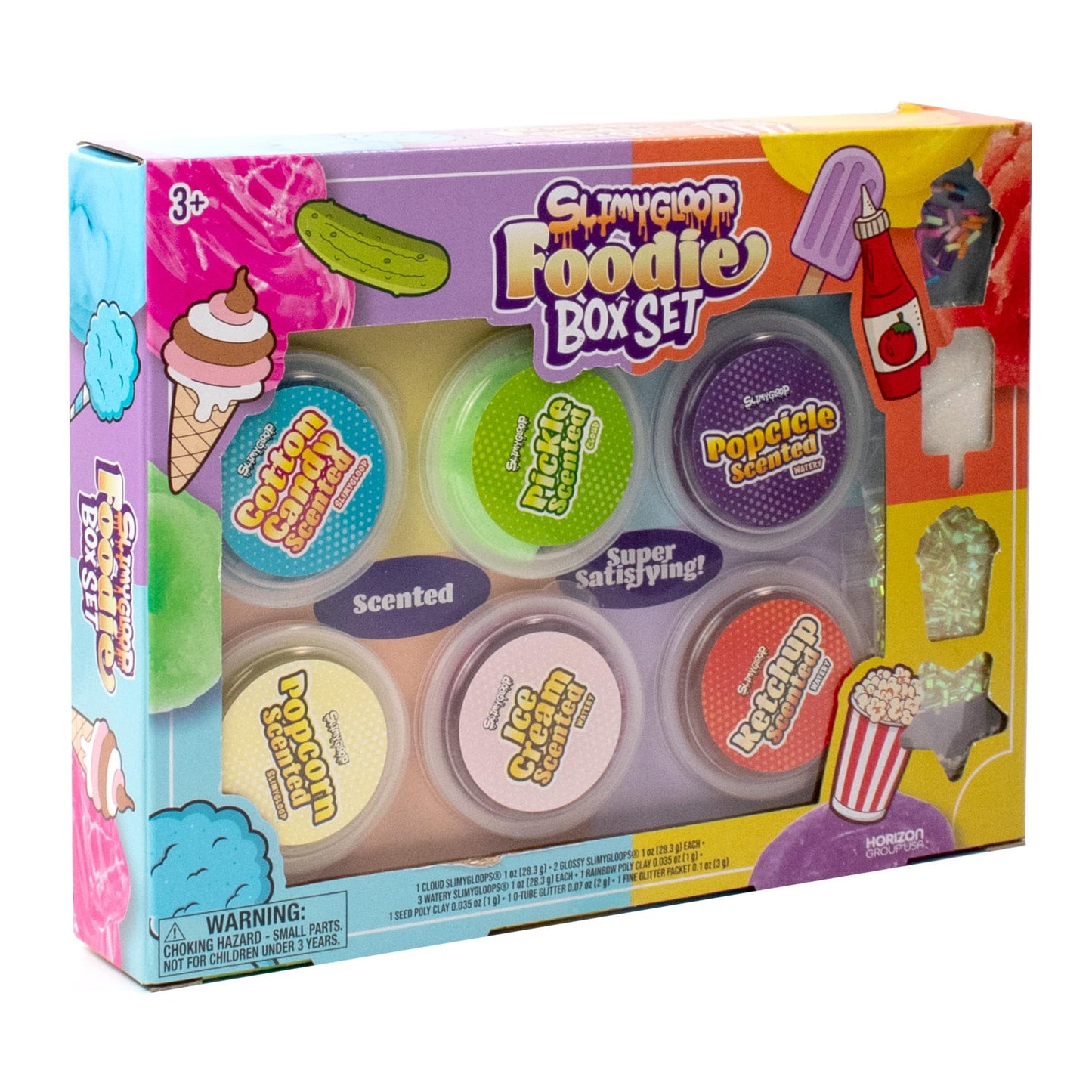Slimygloop Foodie Box Set, 6-Pack Scented Slimes, Fluffy Slime Cloud, Glitter Slime, Water Slime, Fun Slime Add Ins, Slime For Kids, Kids Party Favors Goodie Bags, Slime Bulk, Kids Slime, Food Slime