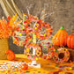 Hollowfly 48 Sets Autumn Wreath Craft Kits for Kids DIY Pumpkin Wreath Hanging Ornaments Make Your Own Paper Fall Craft with Sti