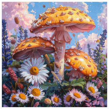 Wooden Puzzles for mature-themeds 200 Pieces  Mushroom Flower Wooden Jigsaw Puzzles for mature-themed and Kids  11.2 Inch Medium Size Family Reunion Puzzle  Valentine's Day Puzzle Gifts for Lovers Friends and Family