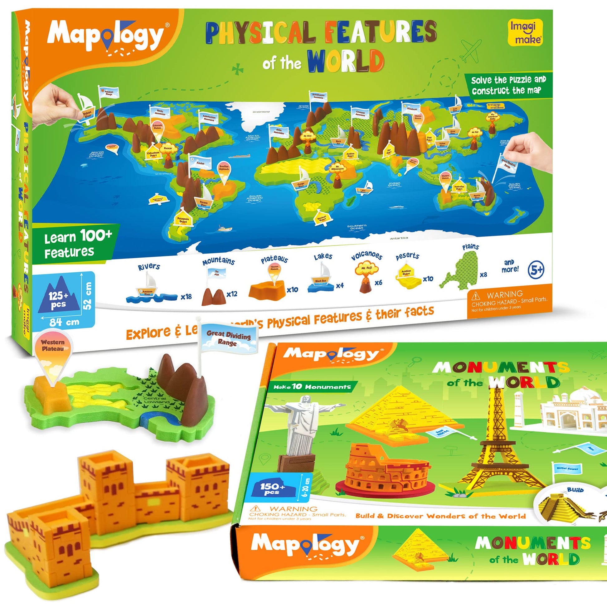 Imagimake Mapology  Learn Monuments & Physical Features Of The World, Educational & Construction Based Activity Kit  Puzzles F