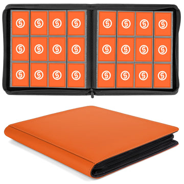 SMYV 12 Pocket Trading Card Binder  enhanced PU Cover Card Binder for 720 Cards  Ringless Side Loading Card Collection Album Folders for MTG  TCG  Game Cards & Sports Cards (Orange)
