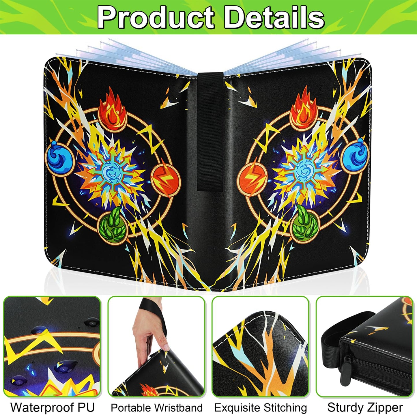 Card Binder for Cards  4-Pocket Trading Card Binder with 50 Removable Sleeves Fits 400 Cards  Great Creative Design Card Collection Binder Album Gift for Boys Girls Aged 4 to 16