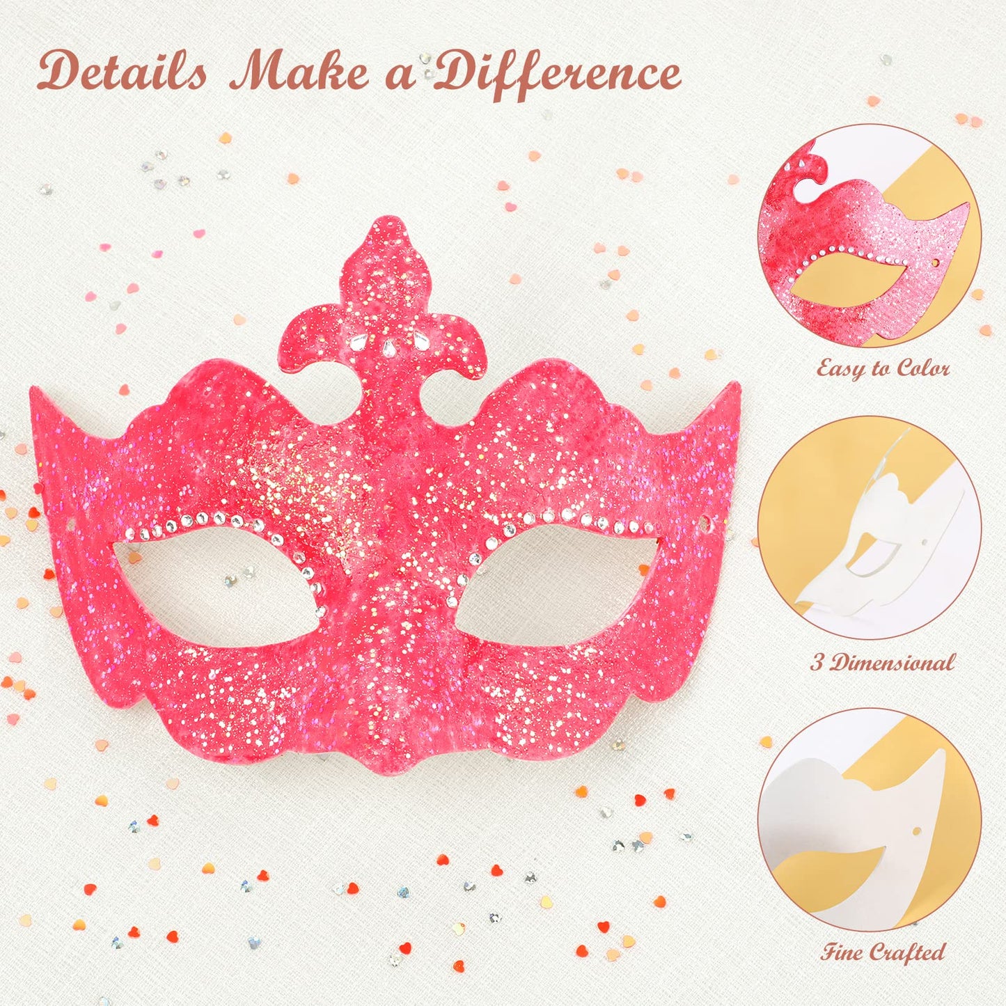 Coxeer White Masquerade Mask, 24Pcs Unpainted Blank Animal Half Masks for Halloween Cosplay, Birthday Party Favors, Fall Classro