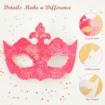 Coxeer White Masquerade Mask, 24Pcs Unpainted Blank Animal Half Masks for Halloween Cosplay, Birthday Party Favors, Fall Classro