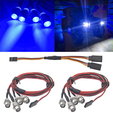 2Pack HIRCQOO 4LED RC Car LED Light Headlights Taillight Lighting with JR Y Cable Compatible with Traxxas HSP Tamiya Redcat RC4W