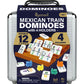 Queensell Mexican Train Dominoes Set With Numbers And 4 Holders - Wooden Hub And Tiles Holders - Double 12 With Numbers (D12 Num