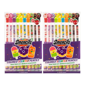 Colored Smencils (2 Pack) - Gourmet Scented Colored Pencils Made From Recycled Newspapers, 10 Count, Gifts For Kids, School Supplies, Classroom Rewards