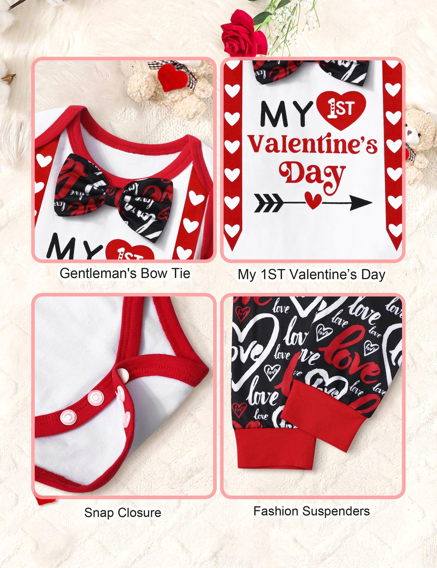 Wiqi Baby Boy Valentines Day Outfit My First Valentines Day Baby Boy Outfit 9 Months Baby Valentines Day Outfit Boy Red Long Sle