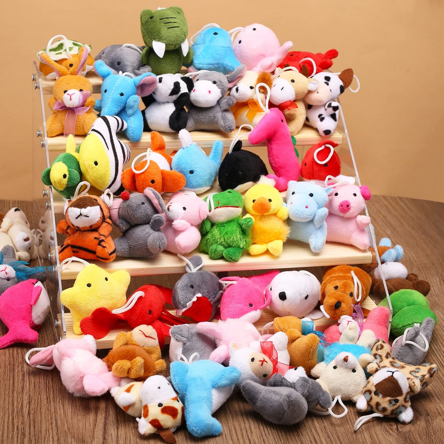 56 Pack Mini Plush Animals Toys Bulk, Small Stuffed Ocean Animal Toy Set, Keychain Decoration For Claw Machine, Birthday Party Favor, Goodie Bag Fillers, Valentines Classroom Prize Box, School Reward