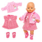 Baby Doll Clothes Casual Cute Pink Suit With Dress Coat Socks Suitable For 14-16 Inch Dolls 3-Piece Set