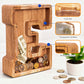 Wooden Letter Piggy Bank for Kids  Initial Coin Bank for Boys and Girls  First Name Personalized Savings Bank for Birthday Boys Girls Gift Piggy Bank for Kids (Wood  S9-U)