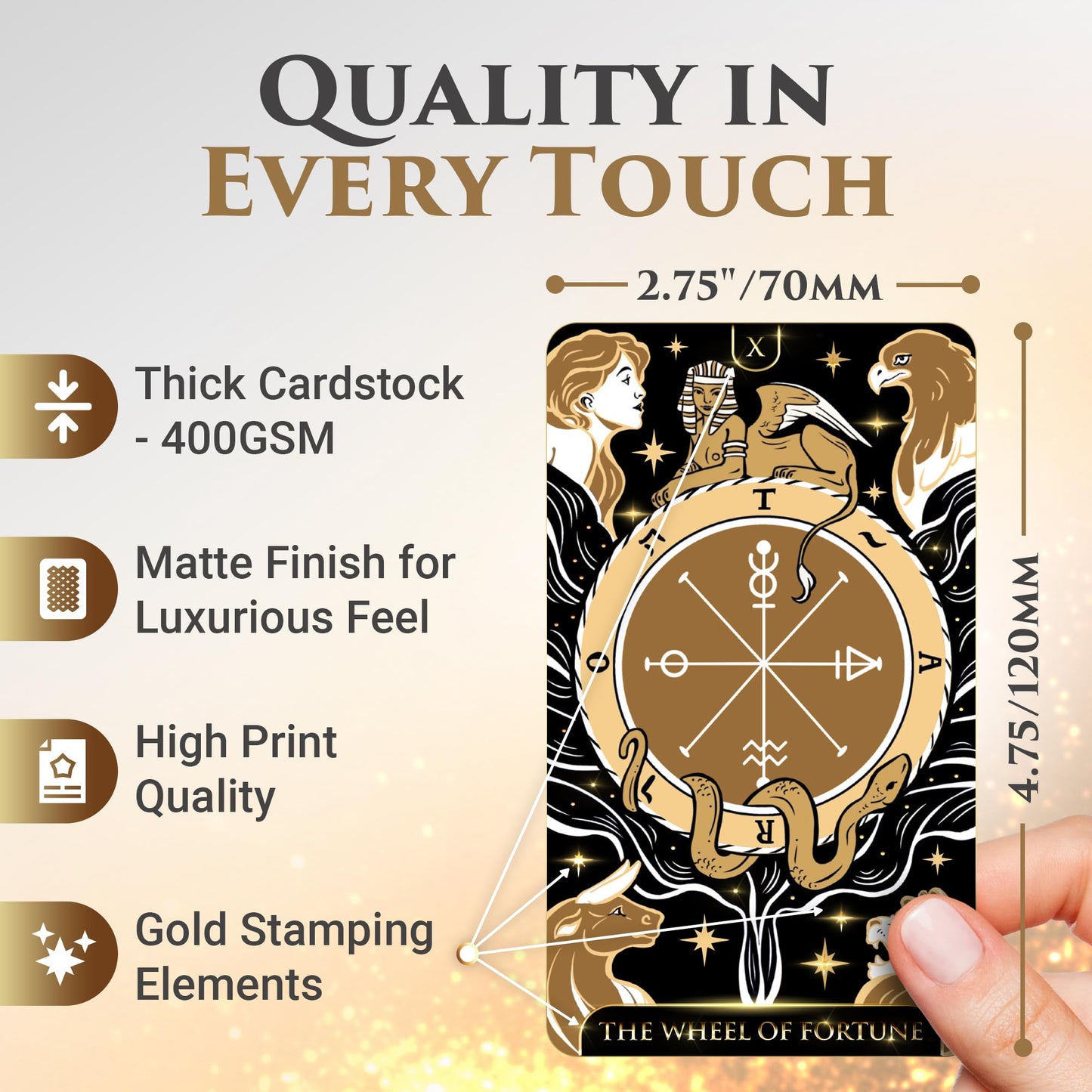 Wyspell Gold Starlight Tarot Deck: Starry Sky-Inspired Tarot Cards With Guide Book - Unique Tarot Cards Set- Tarot Cards For Beginners