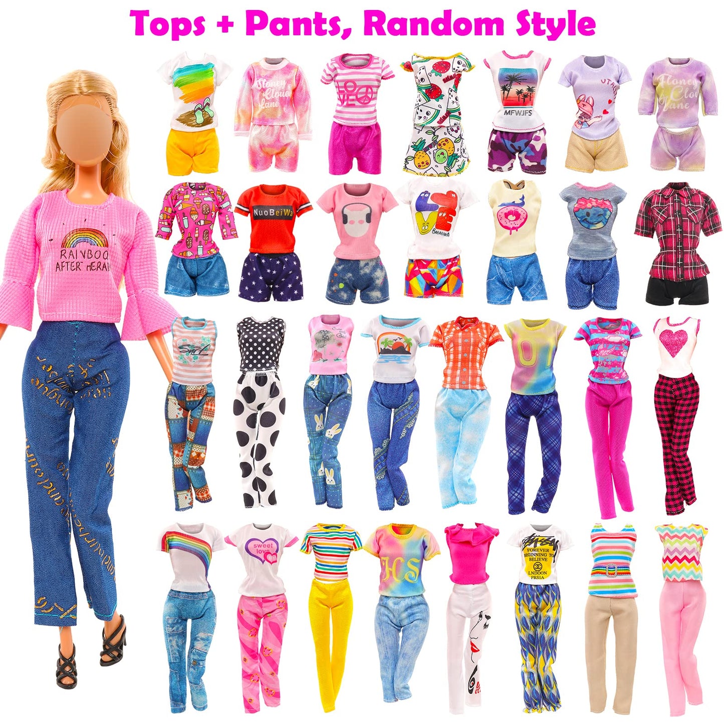 Barwa 57 Pcs Doll Clothes And Accessories Wedding Dresses Gown Fashion Dresses Mini Dresses Outfits Tops Pants Swimsuits Bikini