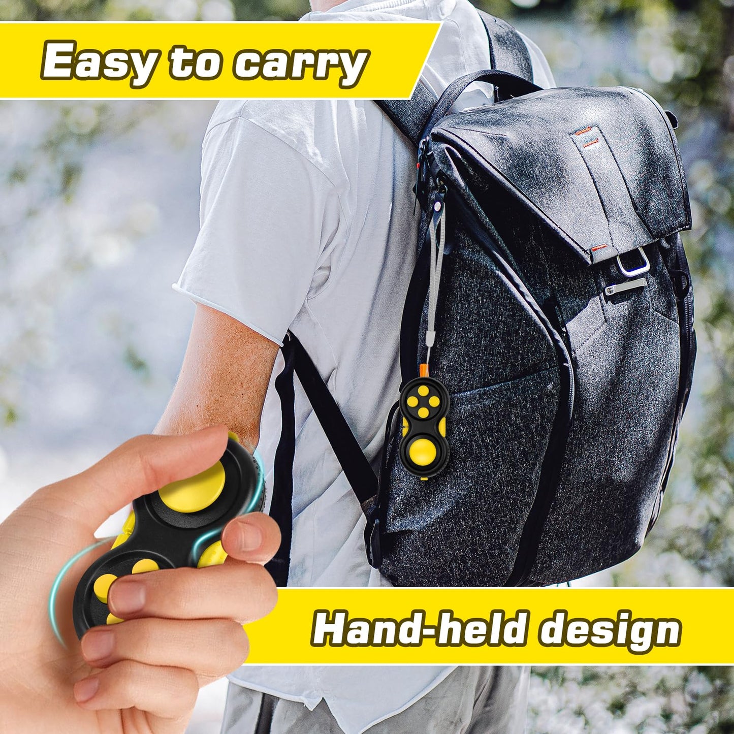 Wtycd Original Fidget Toy Game, Rubberized Classical Controller Fidget Concentration Toy With 8-Fidget Functions And Lanyard - E