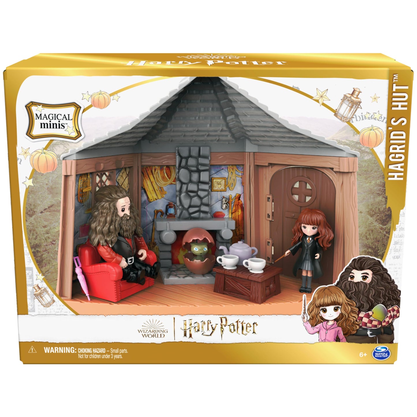 Wizarding World Magical Minis Hagrid’s Hut Playset with 2 Figures & 9 Accessories, Plastic, Model 6068010, for Kids Ages 6+