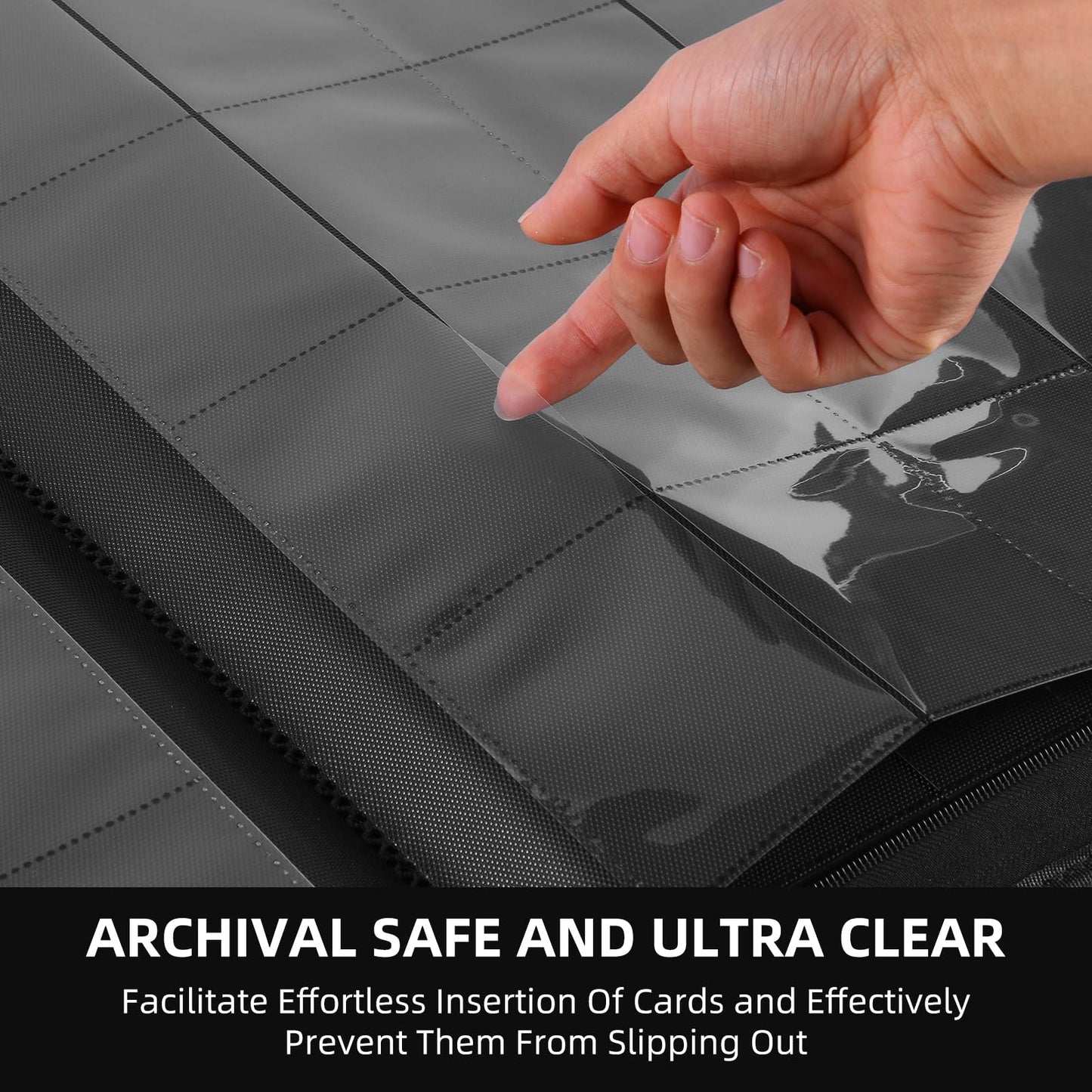 WisOffice Card Binder 1000 Pockets  enhanced PU Cover 16 Pocket Trading Card Binder  Ringless Side Loading Collection Album Holder for Lorcana  MTG  TCG  Sports&Games  Black