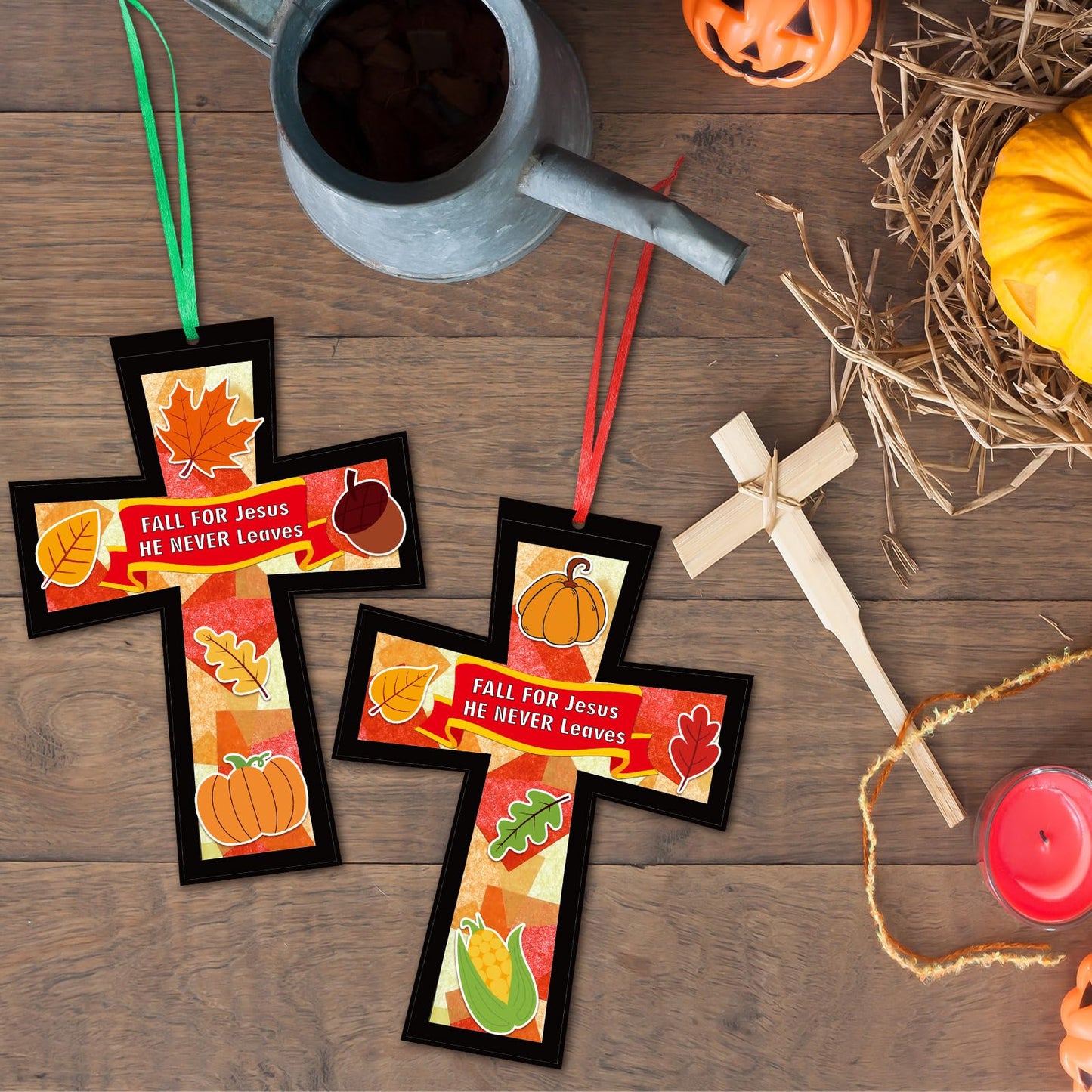 Chiisong 24 Sets He Never Leaves Crafts Kit DIY Tissue Paper Sign Crafts for Back to School Fall Harvest Thanksgiving Religious