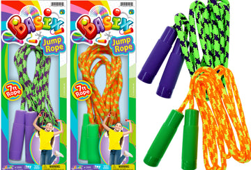 JA-RU 7ft Adjustable Jump Rope for Kids (2-Pack) - Nylon Braided Skipping Rope for Kids | Playground Toys & Recess Equipment for