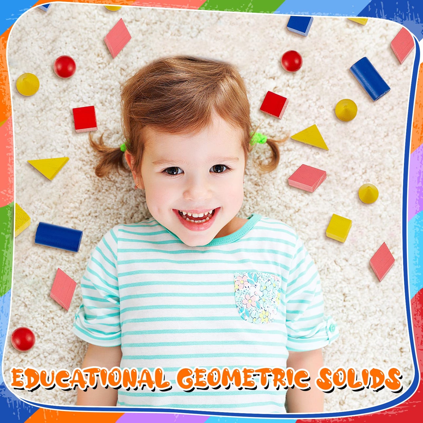 140 Pcs Mini 3D Shapes For Teaching, Wood Geometric Solids, Geometric Shapes 3D Shape Blocks, Classroom Manipulatives For Elementary School For Kids Geometry Math Kindergarten Preschool Learning