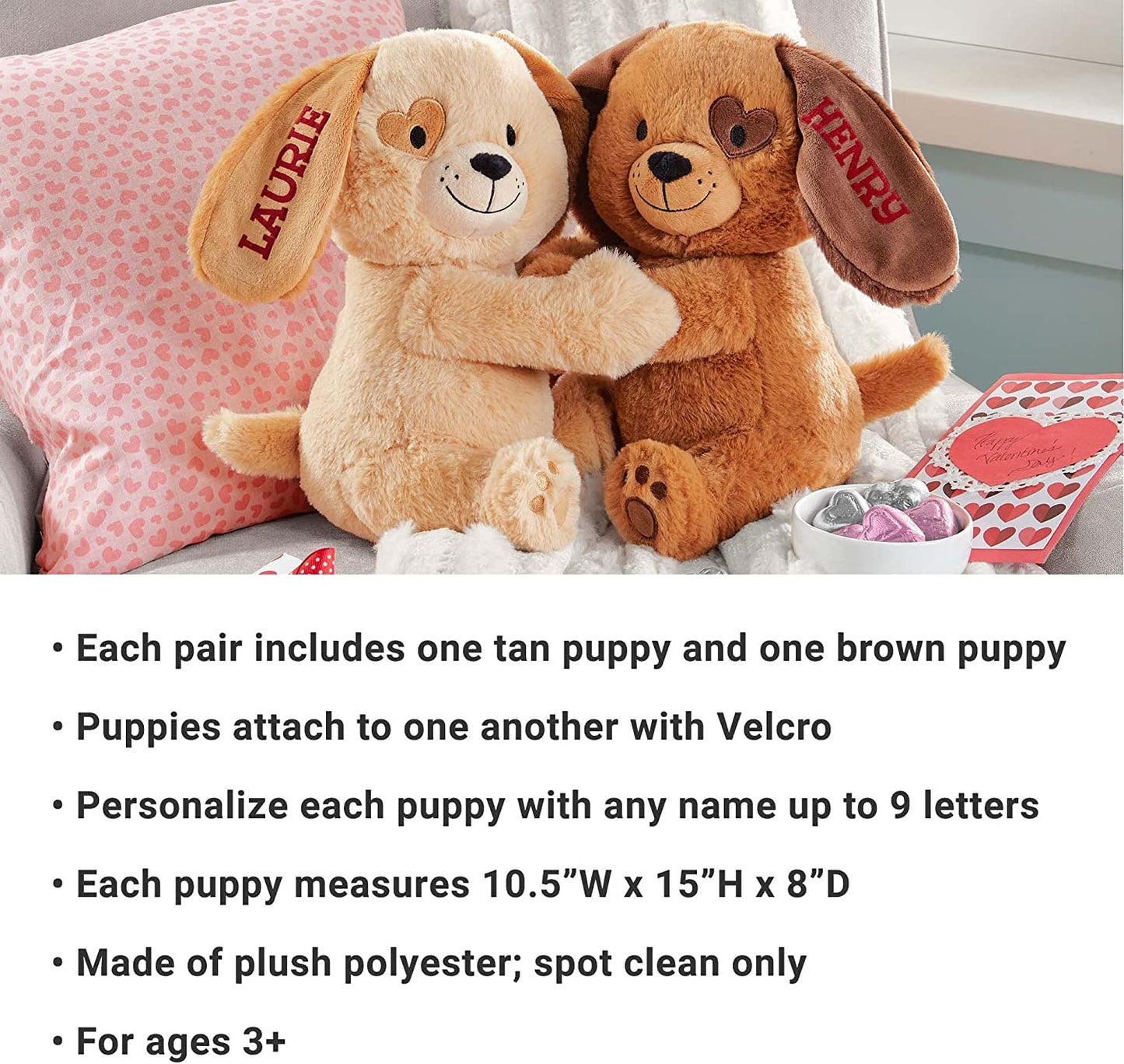 Let'S Make Memories Personalized Hugging Plush Puppies - For Birthday - Puppy Love - Dog Stuffed Animal For Kids - For Boy - For