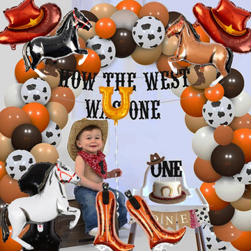 8Pcs Western Party Decorations Foil Balloons With Cowgirl Hat Balloons Boot, Horse Balloons And A U-Shaped Foil Balloon For Western Cowboy Rodeo Birthday Party Bachelor Party Wedding Decor Supplies