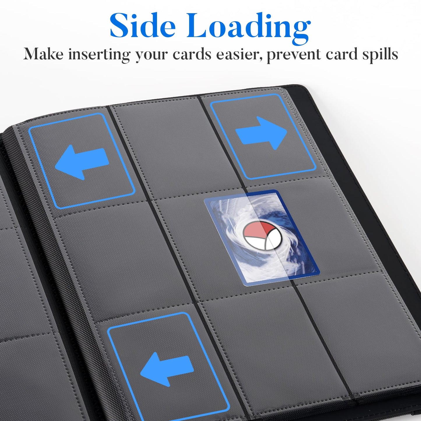 enhanced 9 Pocket Card Binder for 540 Cards  Fabmaker PU Cover Trading Card Binder  Sturdy Card Collection Album  Sleek Card Holder Folders for YuGiOh  MTG  TCG  Game Cards & Sports Cards  Black