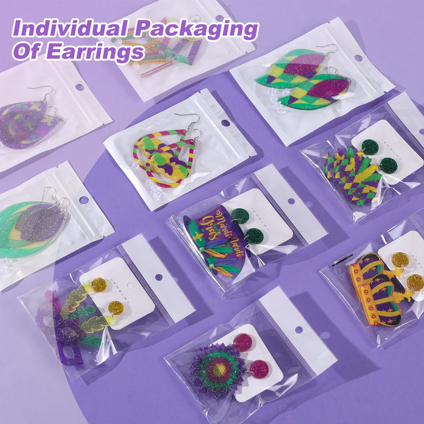 10 Pairs Mardi Gras Earrings Bulk, Acrylic Mardi Gras Themed Glitter Earrings For Masquerades, Mardi Gras Party Decoration, Fat