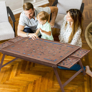 Teakmama 1500 Piece Wooden Jigsaw Puzzle Board With 4 Drawers, Folding Puzzle Table With Protective Cover, Puzzle Board With Leg