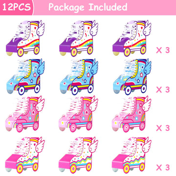 12 Pcs Roller Skating Birthday Party Favor Boxes Roller Skate Paper Boxes Table Centerpiece Sneaker Candy Treat Box Retro Skate Gift Wrap Box For Retro 60S 80S Birthday Party Decoration Supplies