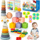 6-In-1 Baby Toys 6 To 12 Months, Montessori Toys For Babies 6-12-18 Months, Infant Teething Toys Stacking Blocks Rings Sensory B