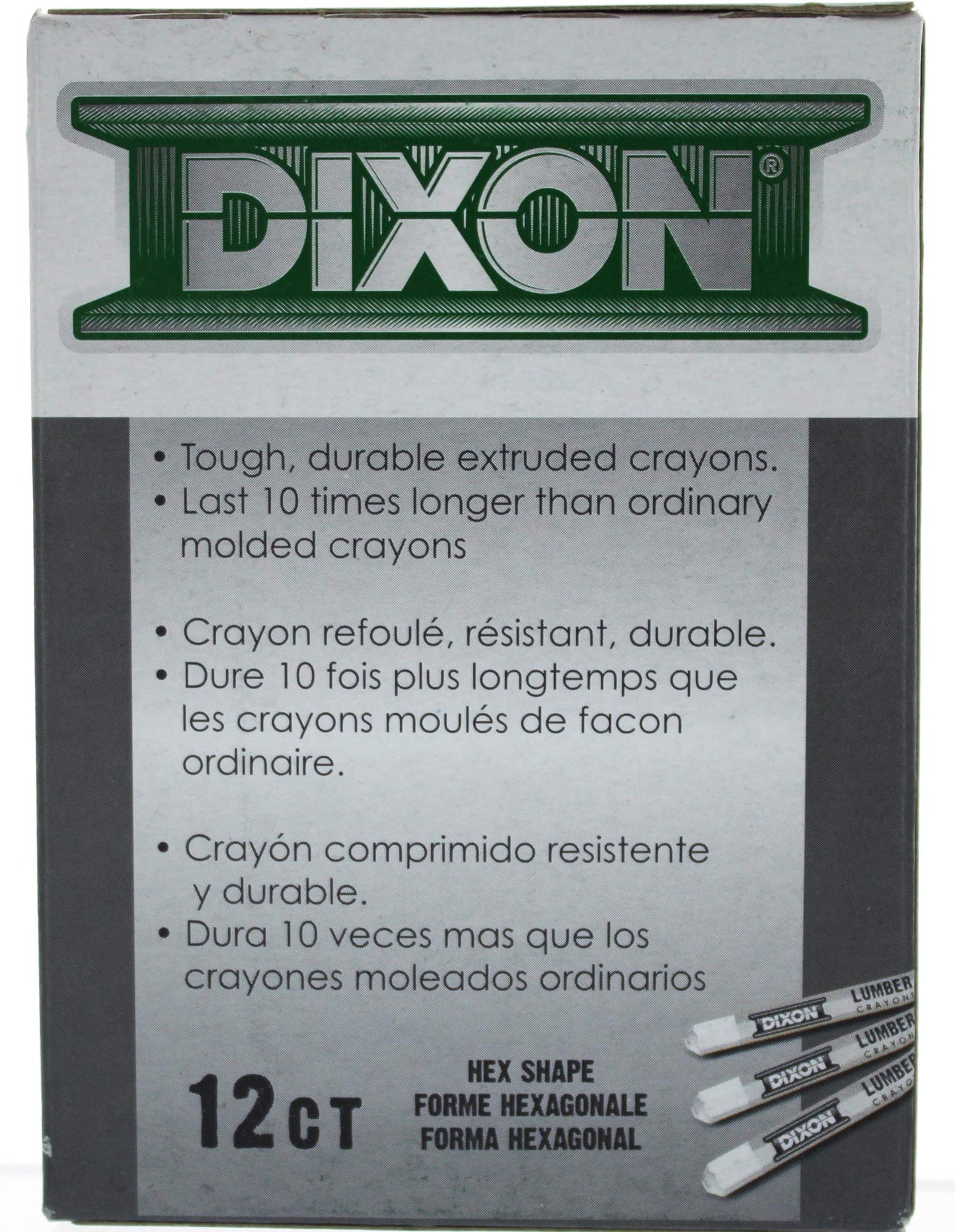 Dixon 52300 Lumber Crayons, 4 1/2 x 1/2, White, Dozen