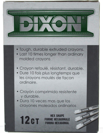 Dixon 52300 Lumber Crayons, 4 1/2 x 1/2, White, Dozen