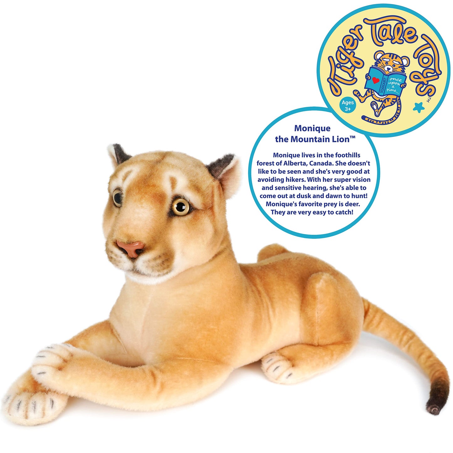 TigerHart 18" Monique The Mountain Lion Plush Stuffed Animal - White Polyester