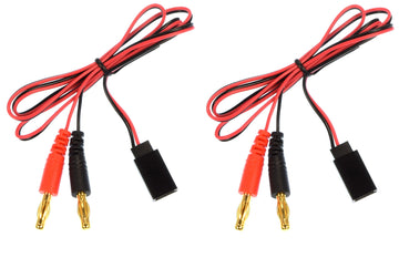 Apex RC Products Futaba Style Receiver Plug -> 4mm Banana Plug Charge Lead - 2 Pack #1420
