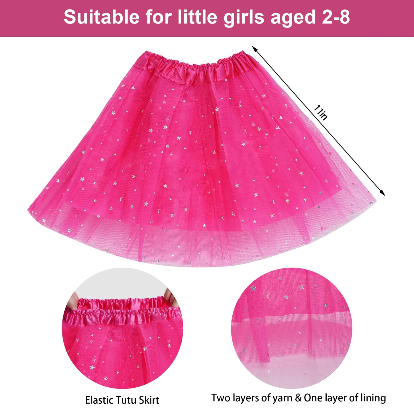 Miayon 80S Costume Accessories 90S Neon Tutu Outfit 80S 90S Theme Neon Party Fancy Cosplay Outfit (Rose Red)