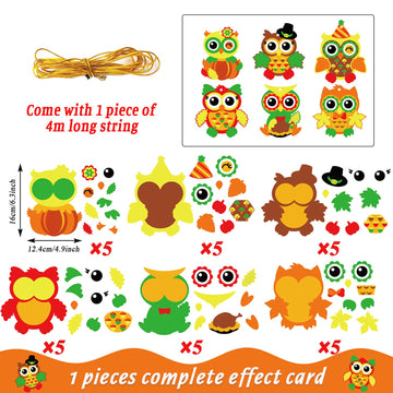 Chiazllta 30 Packs Fall Thanksgiving Craft For Kids Thanksgiving Owl Diy Art Craft With Fall Autumn Leaves Pumpkins Stickers Mak